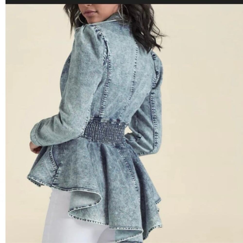 VENUS Light Wash Denim Peplum Jacket